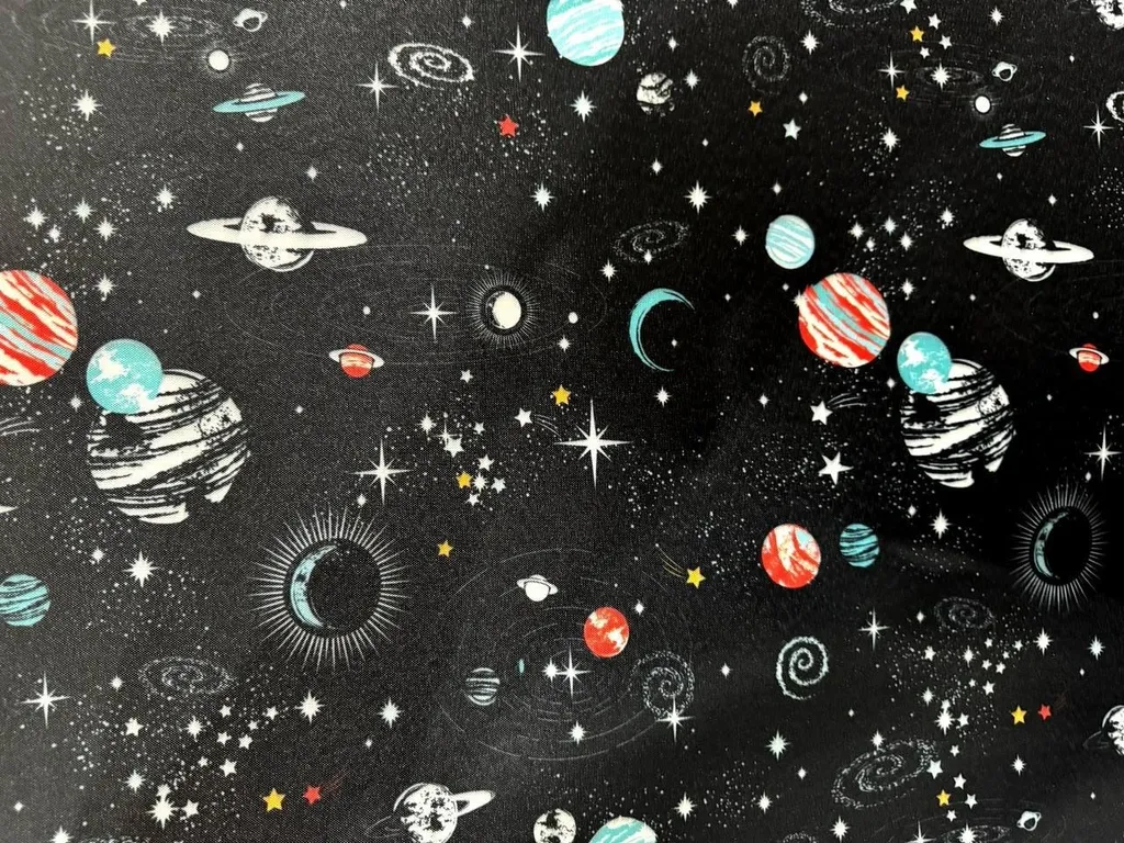 خرید پارچه ریپس پشت ساتن طرح کهکشانی